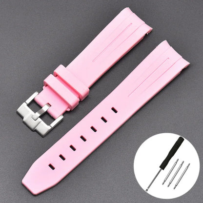 High Quality Curved End Rubber Strap for Moonswatch - With Coloured Line