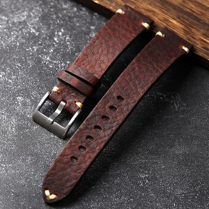 Luxury Brown Leather Watch Strap – Handmade – 18mm–22mm