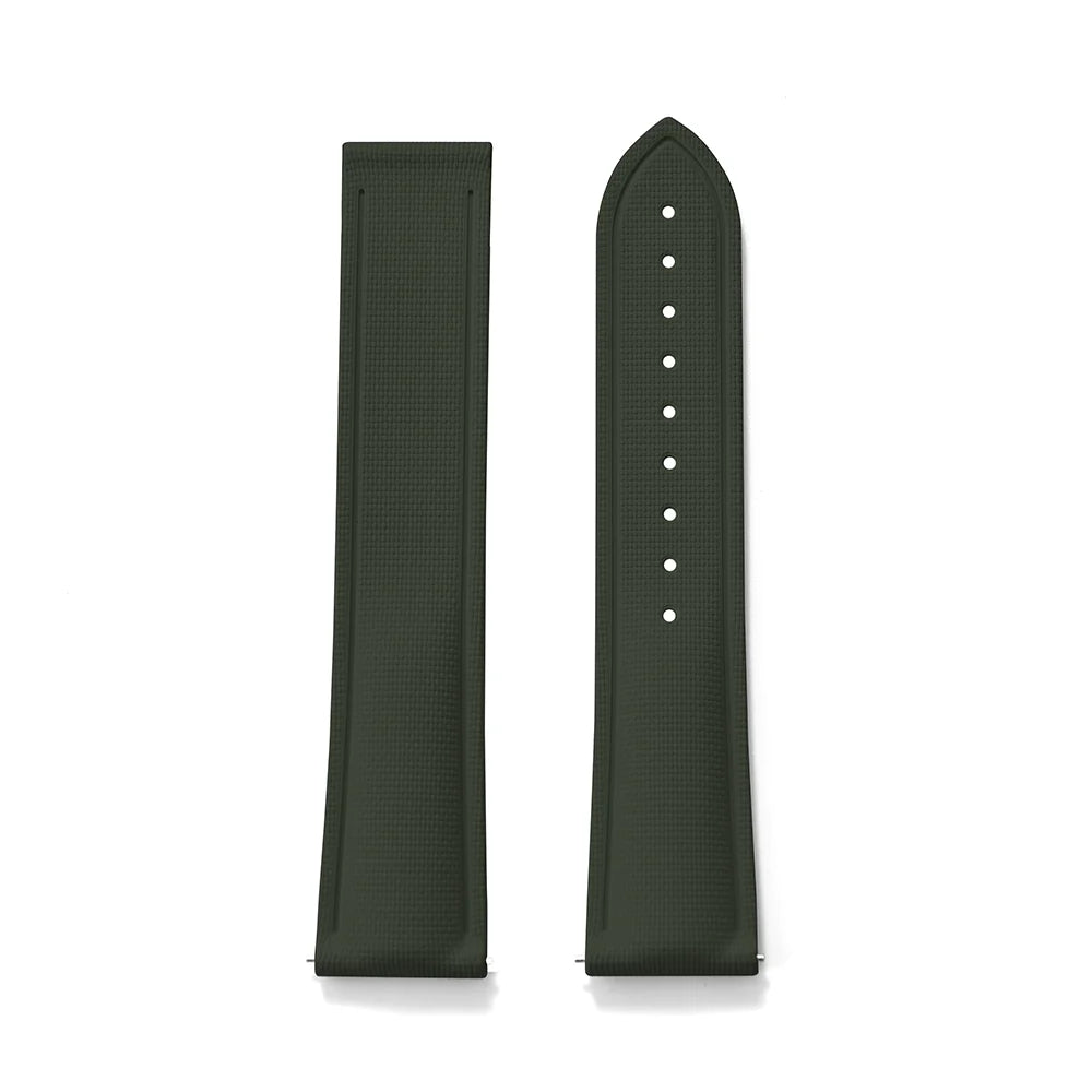 Green Premium Grade Soft FKM Rubber Watch Strap