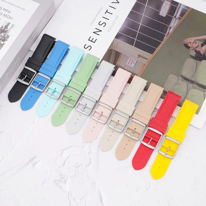 High Quality Curved End Rubber Strap for Moonswatch - With Coloured Line
