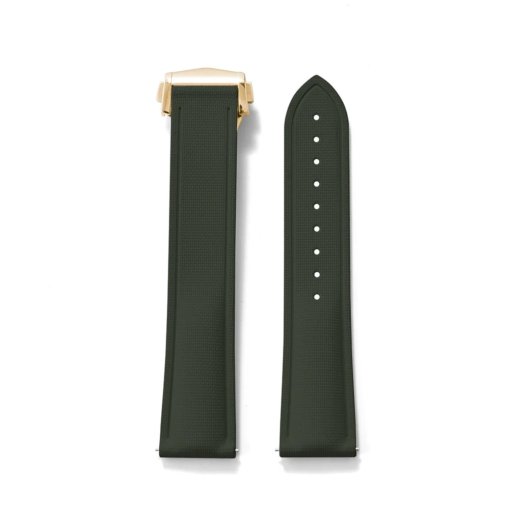 Green Premium Grade Soft FKM Rubber Watch Strap