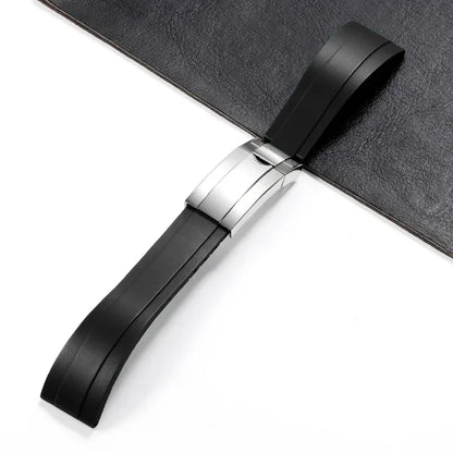 Oysterflex Style Strap for Rolex - High Quality Butterfly Clasp - Black with Clasp