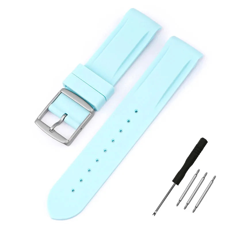 High Quality Curved End Rubber Strap for Moonswatch - With Coloured Line