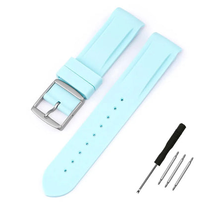 High Quality Curved End Rubber Strap for Moonswatch - With Coloured Line