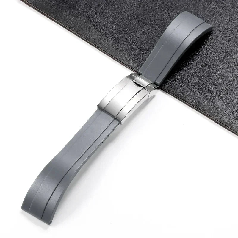 Oysterflex Style Strap for Rolex - High Quality Butterfly Clasp - Grey with Clasp