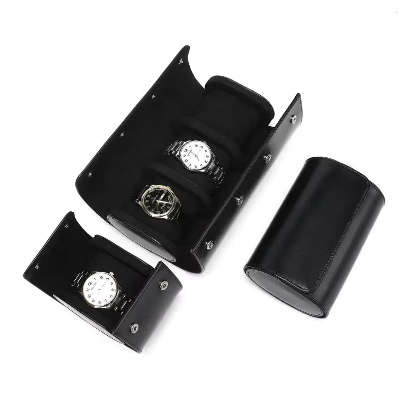 Luxury Leather Watch Travel & Storage Box 1-3 Slot – Black – High Quality