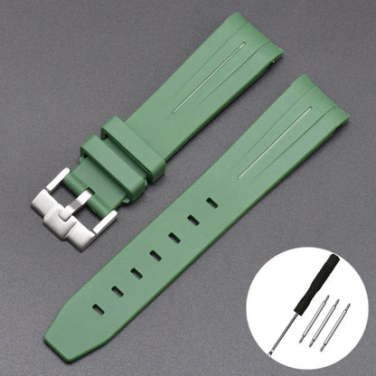 High Quality Curved End Rubber Strap for Moonswatch - With Coloured Line