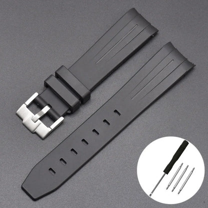 High Quality Curved End Rubber Strap for Moonswatch - With Coloured Line