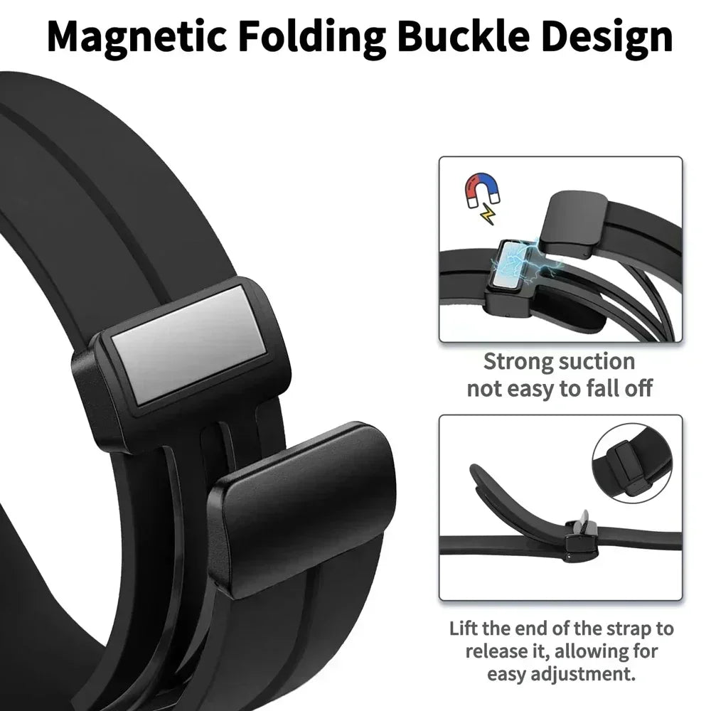 Silicone Rubber Strap for Moonswatch - with Magnetic Buckle