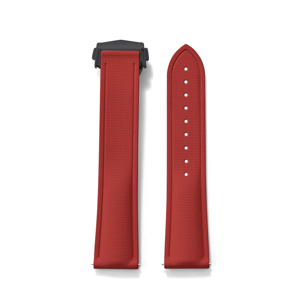 Red Premium Grade Soft FKM Rubber Watch Strap
