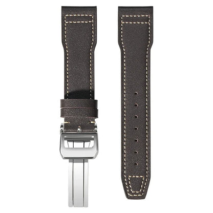Deep Brown & White Soft Cowhide Leather Pilot Strap