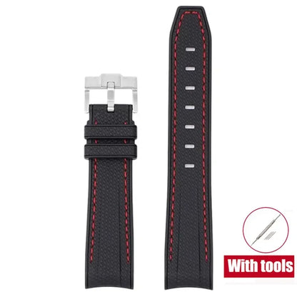 High Quality Rubber Silicone Strap for Moonswatch - With Coloured Stitching