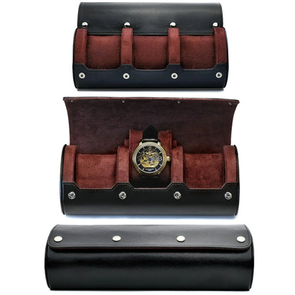 Luxury Leather Watch Travel & Storage Box 3-6 Slot – Black – High Quality
