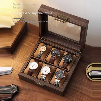 6 Slot Luxury Solid Oak Wooden Watch Box – High Quality Display Case