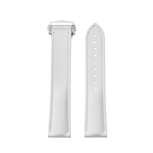 White Premium Grade Soft FKM Rubber Watch Strap