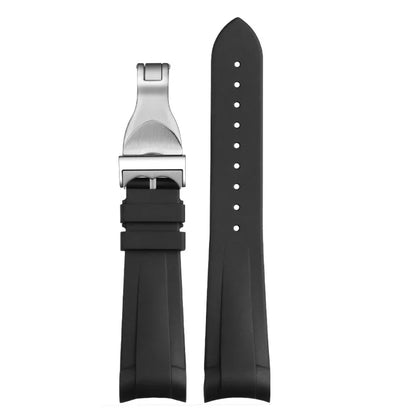 22mm Red Rubber Strap for Tudor Black - Butterfly Clasp