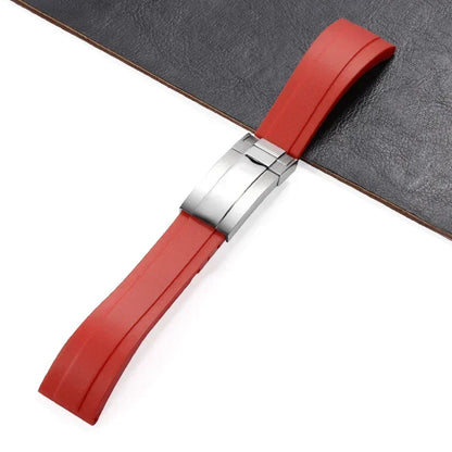 Oysterflex Style Strap for Rolex - High Quality Butterfly Clasp - Red with Clasp