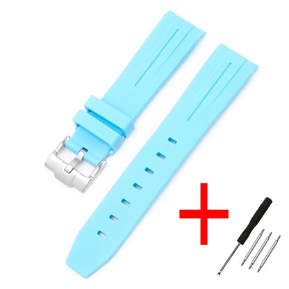 High Quality Curved End Rubber Strap for Moonswatch - With Coloured Line