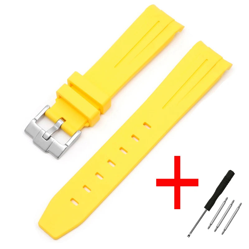 High Quality Curved End Rubber Strap for Moonswatch - With Coloured Line