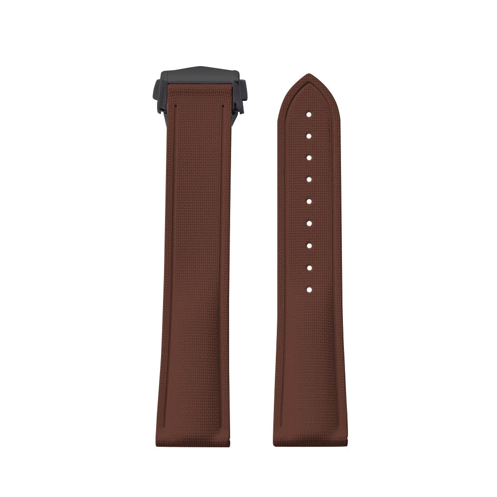 Brown Premium Grade Soft FKM Rubber Watch Strap