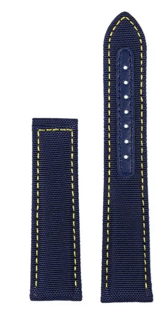 Woven Nylon Canvas Strap for Omega Seamaster & Aqua Terra – Blue & Yellow