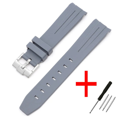 High Quality Curved End Rubber Strap for Moonswatch - With Coloured Line