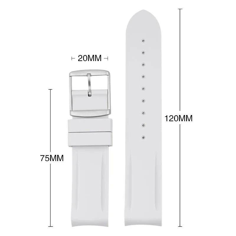 High Quality Curved End Rubber Strap for Moonswatch - With Coloured Line