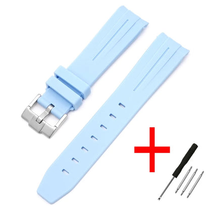 High Quality Curved End Rubber Strap for Moonswatch - With Coloured Line