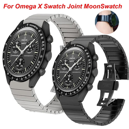 Black Stainless Steel Strap for Moonswatch – Butterfly Clasp