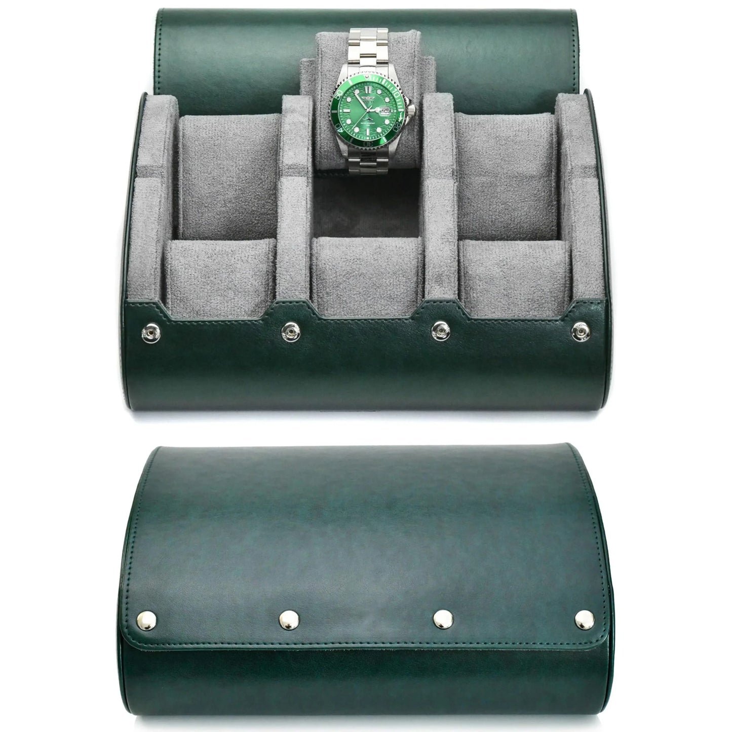 Luxury Leather Watch Travel & Storage Box 3-6 Slot – Green – High Quality