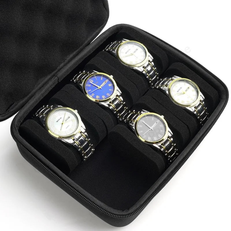 6 Slot Hard Shell Watch Travel & Storage Box – High Quality Durable Nylon