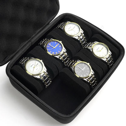 6 Slot Hard Shell Watch Travel & Storage Box – High Quality Durable Nylon