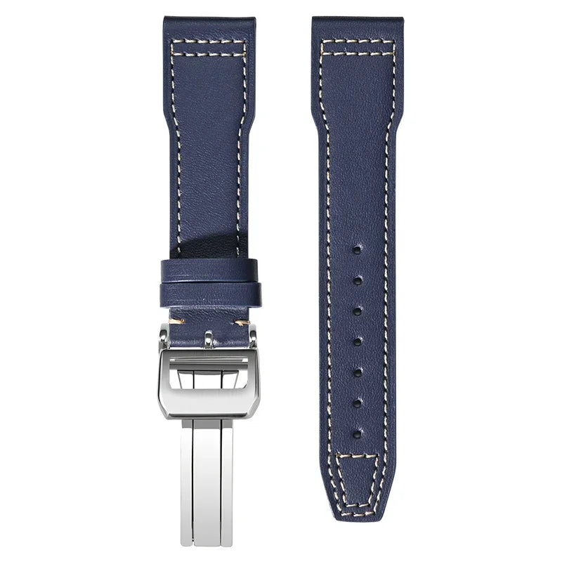 Blue & White Soft Cowhide Leather Pilot Strap