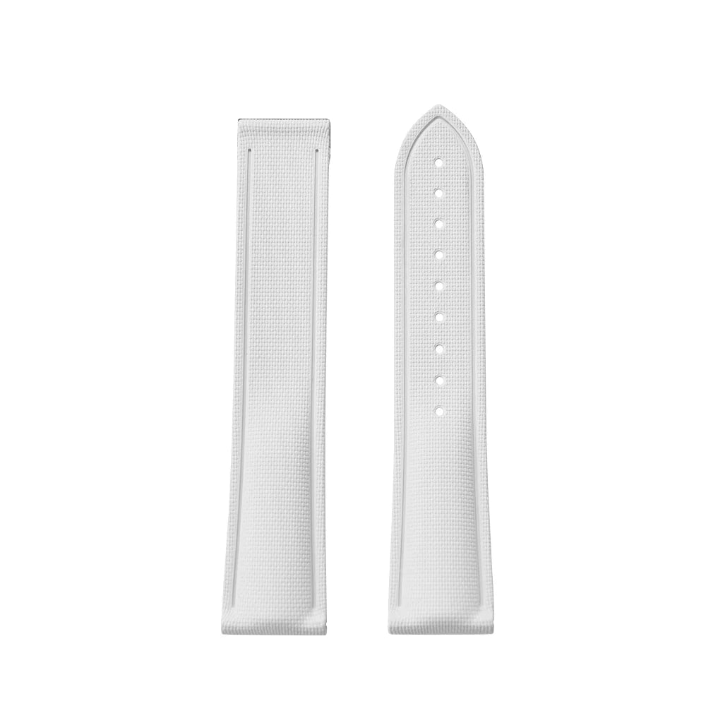 White Premium Grade Soft FKM Rubber Watch Strap
