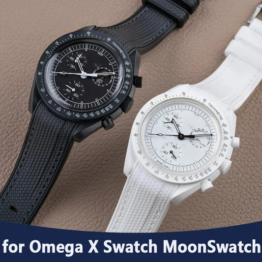 High Quality Rubber Silicone Strap for Moonswatch - With Coloured Stitching