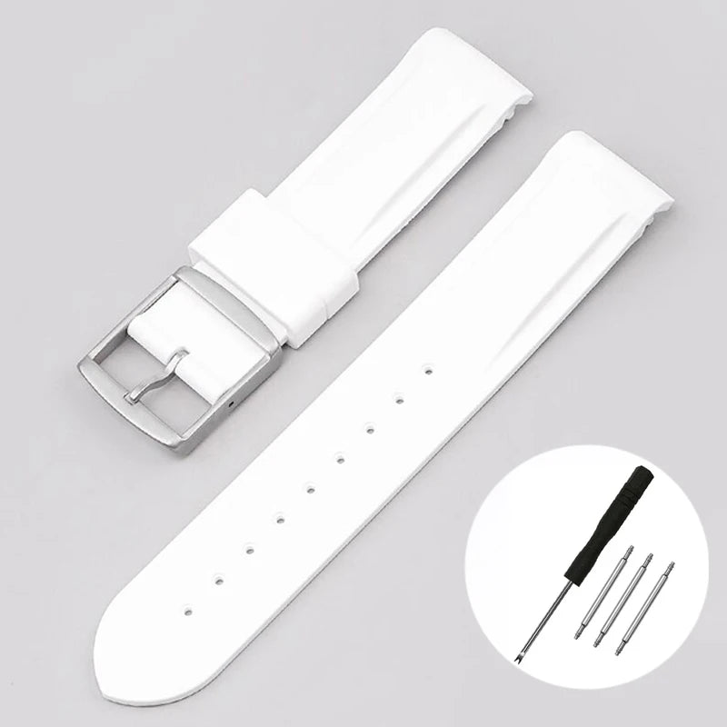 High Quality Curved End Rubber Strap for Moonswatch - With Coloured Line