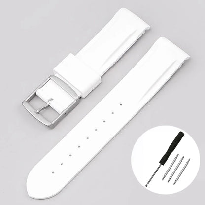 High Quality Curved End Rubber Strap for Moonswatch - With Coloured Line