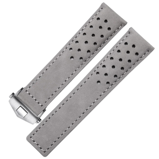 Grey Cowhide Leather Strap For Tag Heuer