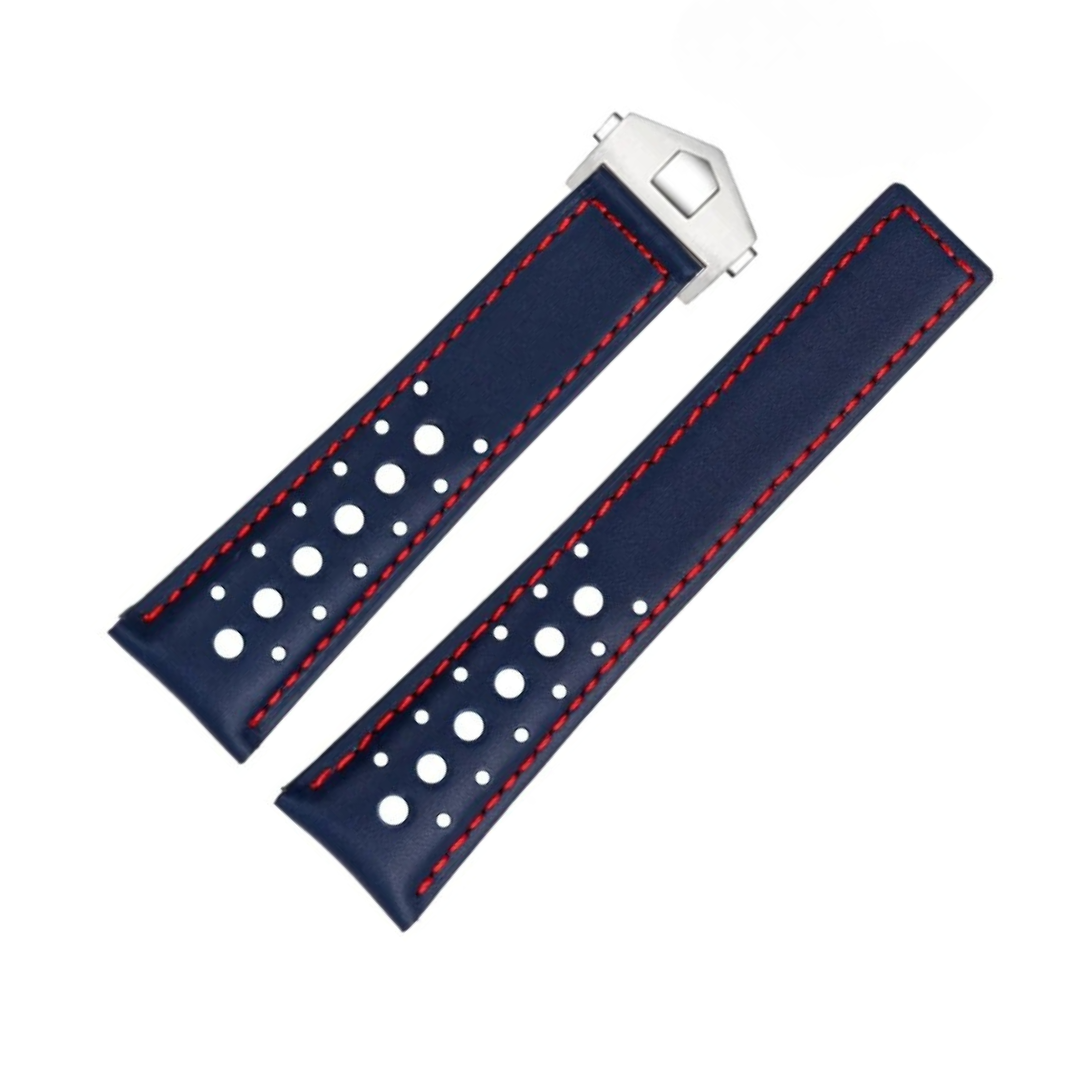 22mm Genuine Leather Strap for TAG Heuer Monaco – Folding Buckle – Men’s Watchband