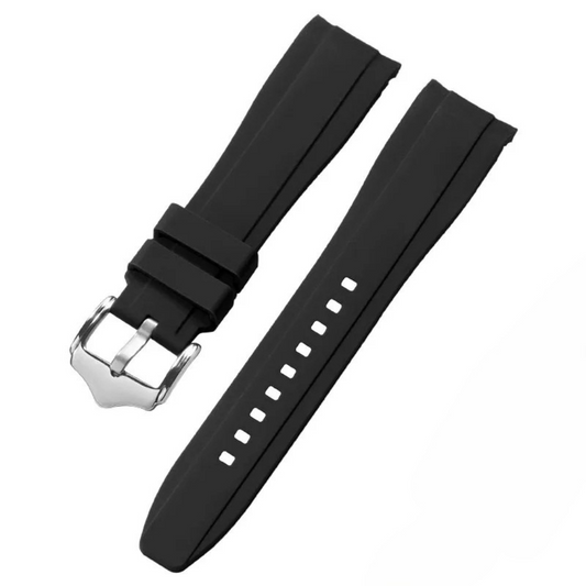 Rubber Silicone Curved Strap For Moonswatch - Black