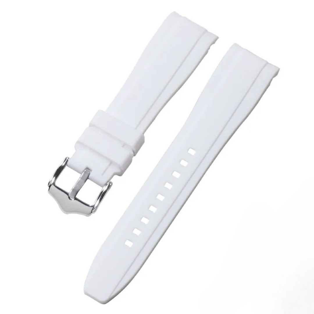 White Rubber Silicone Strap – Universal Curved Fit