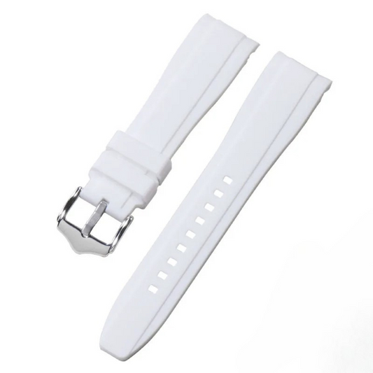 White Rubber Silicone Strap – Universal Curved Fit