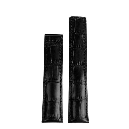 Black Cowhide Leather Soft Tag Heuer Strap