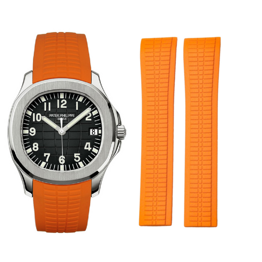 Orange Luxury Rubber Strap for Patek Philippe Aquanaut – Butterfly Clasp