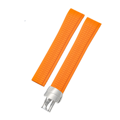 Orange Luxury Rubber Strap for Patek Philippe Aquanaut – Butterfly Clasp