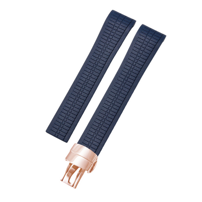 Luxury Rubber Strap for Patek Phillipe Aquanaut Butterfly Clasp - Navy Blue