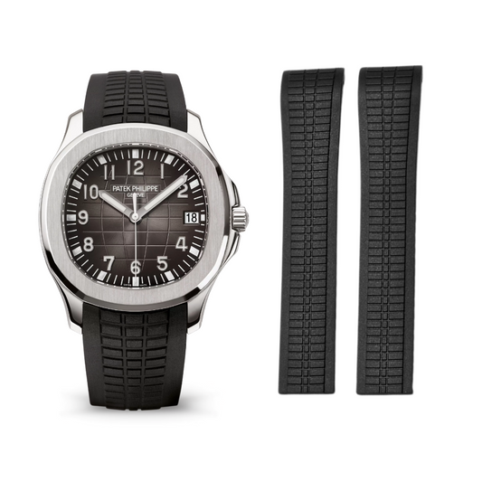 Luxury Rubber Strap for Patek Phillipe Aquanaut Butterfly Clasp - Black
