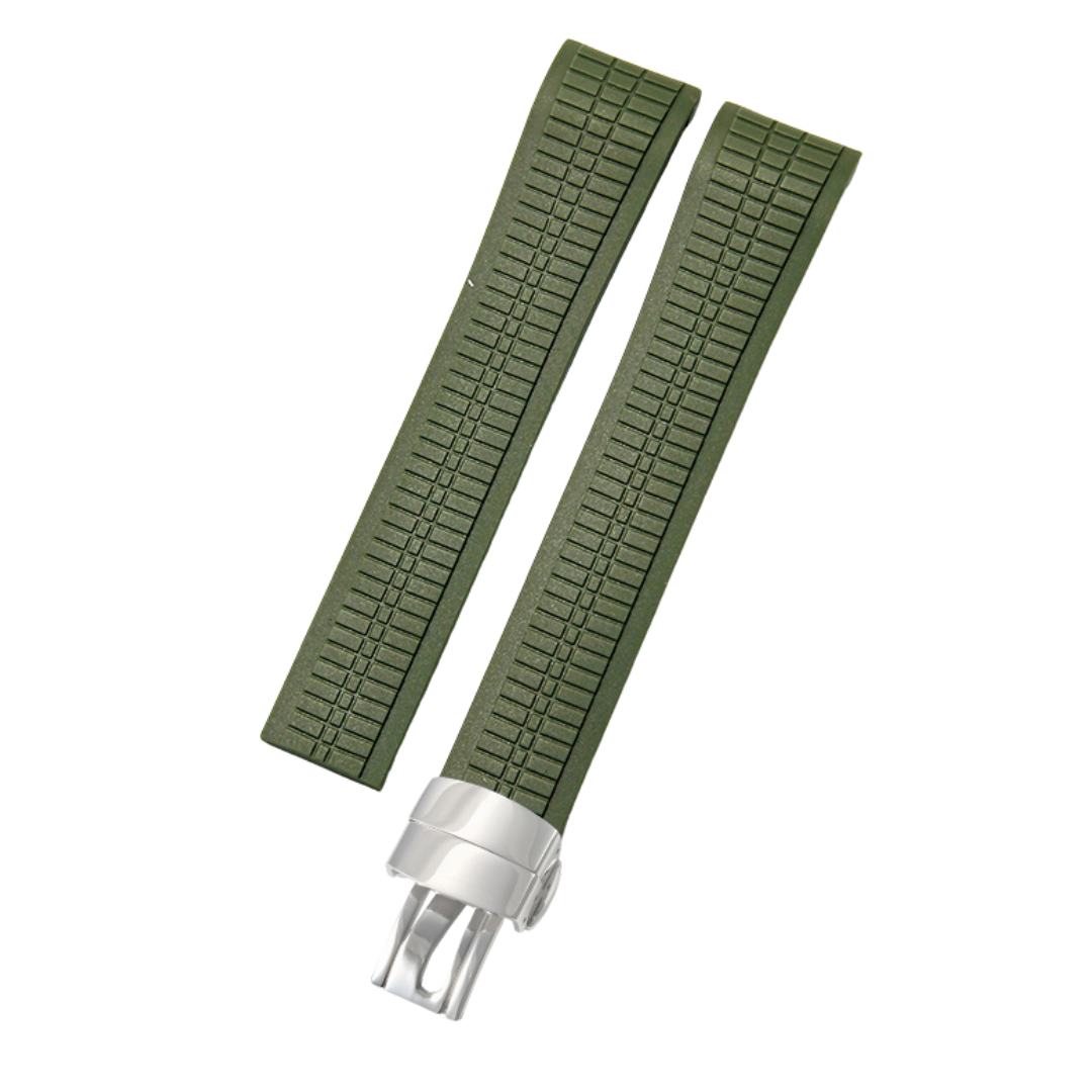 Luxury Rubber Strap for Patek Phillipe Aquanaut Butterfly Clasp - Khaki Green