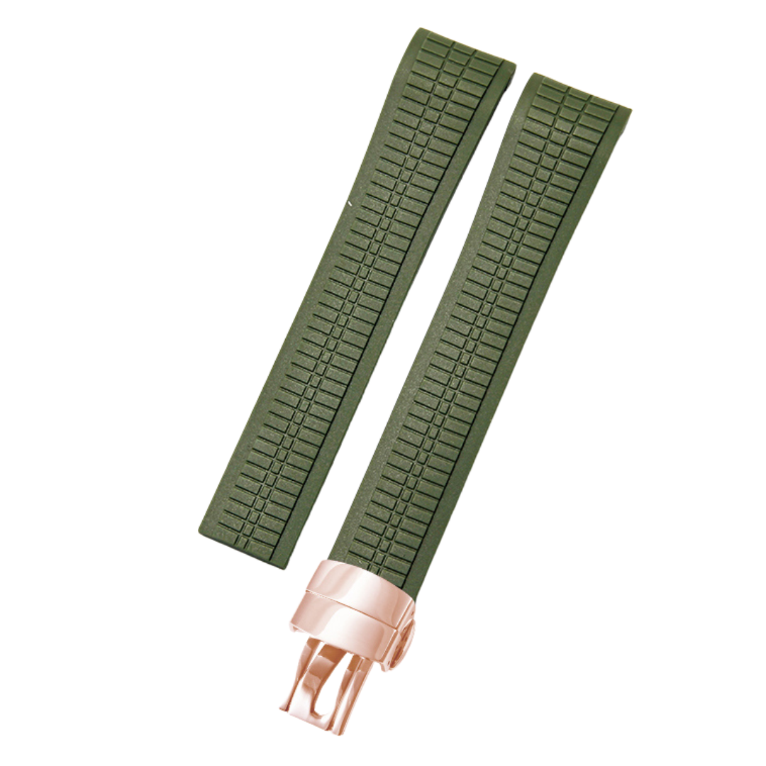 Luxury Rubber Strap for Patek Phillipe Aquanaut Butterfly Clasp - Khaki Green