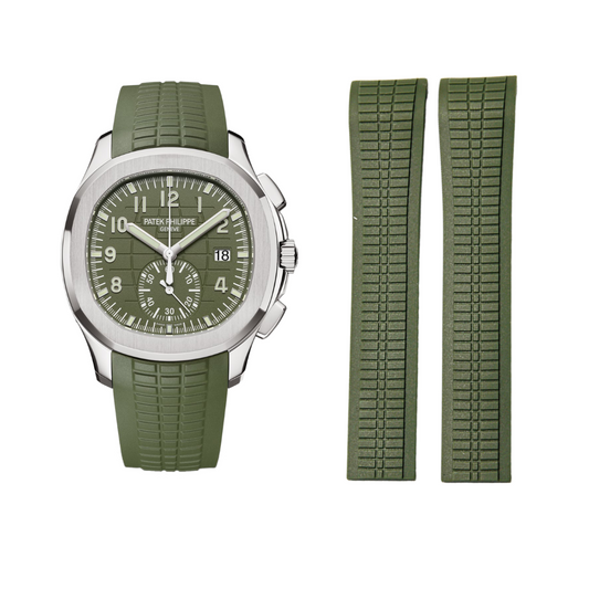 Luxury Rubber Strap for Patek Phillipe Aquanaut Butterfly Clasp - Khaki Green